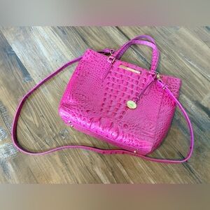 Brahmin Paradise Pink Croc Leather Embossed Bag Tote Crossbody Top Handle Purse
